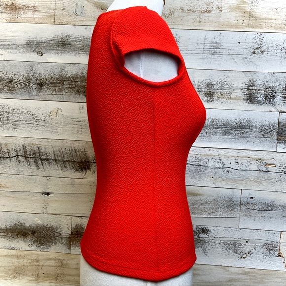 Anthropologie 9H15 STCL Red Stretch Top Size XXS V-Neck Waffled Fitted Retro Top - Picture 4 of 12